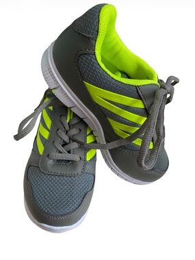 JAB Kids Gray and Neon Green Athletic Sneakers Size 10